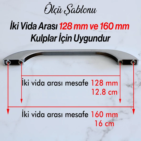 Ezgi Metal Krom Kulp 160 mm 16 cm Mobilya Çekmece Mutfak Dolabı Dolap Kulpları Kapak Kulpu Kulbu - 3