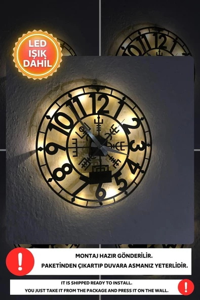 Led Işıklı Modern Duvar Saati Sessiz Dekoratif Modern Siyah Duvar Saati -RGB Renkli 40x40cm