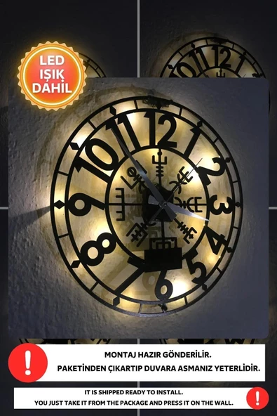 Led Işıklı Modern Duvar Saati Sessiz Dekoratif Modern Siyah Duvar Saati -RGB Renkli 40x40cm - 3