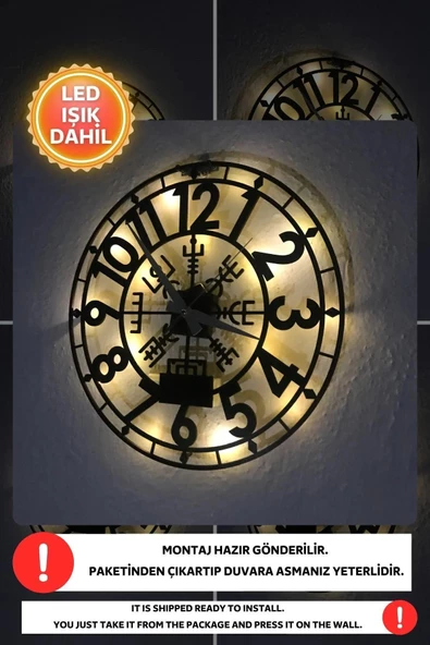 Led Işıklı Modern Duvar Saati Sessiz Dekoratif Modern Siyah Duvar Saati -RGB Renkli 40x40cm - 2