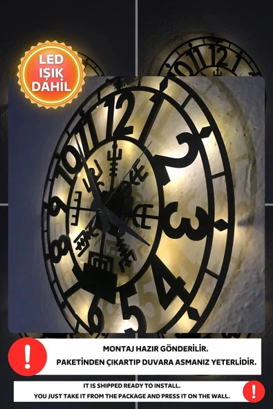 Led Işıklı Modern Duvar Saati Sessiz Dekoratif Modern Siyah Duvar Saati -RGB Renkli 40x40cm - 4