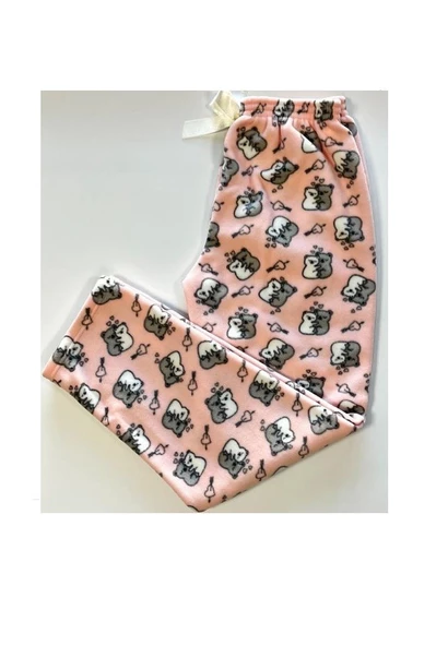 Kadın Desenli Yumuşak Polar Kışlık Pijama Eşofman Tek Alt - 8