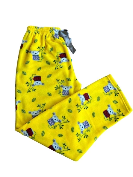 Kadın Desenli Yumuşak Polar Kışlık Pijama Eşofman Tek Alt - 7