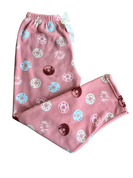 Kadın Desenli Yumuşak Polar Kışlık Pijama Eşofman Tek Alt - 5