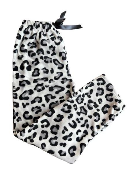 Kadın Desenli Yumuşak Polar Kışlık Pijama Eşofman Tek Alt