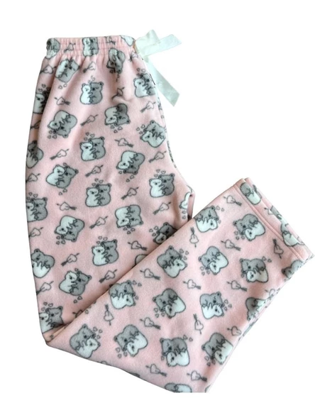 Kadın Desenli Yumuşak Polar Kışlık Pijama Eşofman Tek Alt - 2
