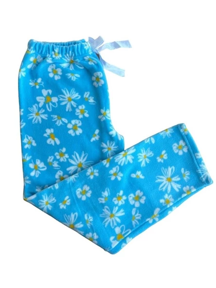 Kadın Desenli Yumuşak Polar Kışlık Pijama Eşofman Tek Alt - 4