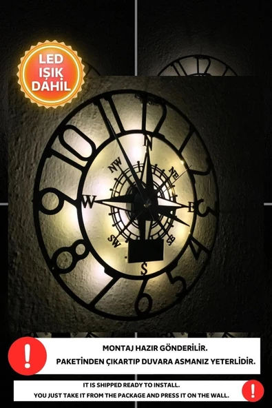 Led Işıklı Rakamlı Duvar Saati Sessiz Dekoratif Modern Siyah Duvar Saati -RGB Renkli 40x40cm - 2