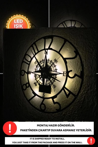 Led Işıklı Rakamlı Duvar Saati Sessiz Dekoratif Modern Siyah Duvar Saati -RGB Renkli 40x40cm - 4