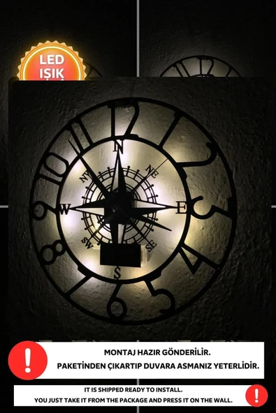 Led Işıklı Rakamlı Duvar Saati Sessiz Dekoratif Modern Siyah Duvar Saati -RGB Renkli 40x40cm - 3