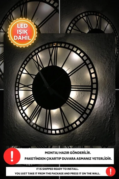 Led Işıklı Rakamlı Duvar Saati Sessiz Dekoratif Modern Siyah Duvar Saati -RGB Renkli 40x40cm - 4