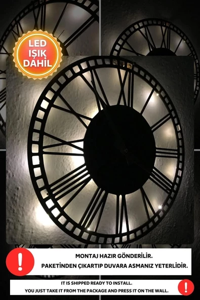 Led Işıklı Rakamlı Duvar Saati Sessiz Dekoratif Modern Siyah Duvar Saati -RGB Renkli 40x40cm - 2
