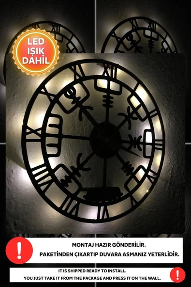 Led Işıklı Rakamlı Duvar Saati Sessiz Dekoratif Modern Siyah Duvar Saati -RGB Renkli 40x40cm - 3