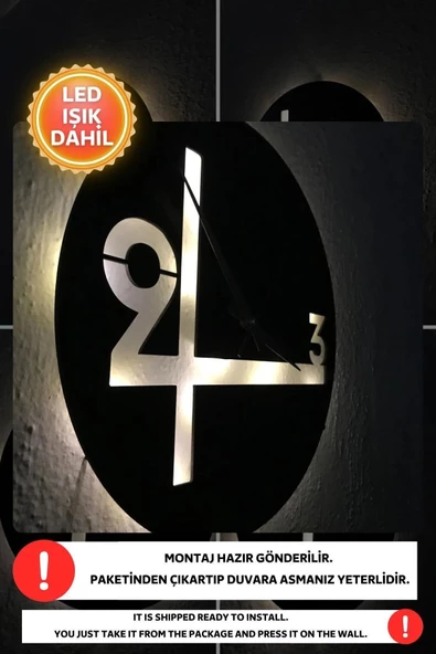 Led Işıklı Numaralı Duvar Saati Sessiz Dekoratif Modern Siyah Duvar Saati -RGB Renkli 40x40cm - 4