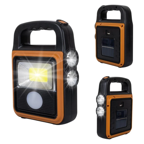 Powermaster Şarjlı Kamp Feneri Işıldak Solar Güneş Enerjili Aydınlatma 4 Kademe Powerbank Özellikli - 6