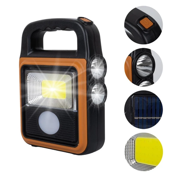 Powermaster Şarjlı Kamp Feneri Işıldak Solar Güneş Enerjili Aydınlatma 4 Kademe Powerbank Özellikli - 4