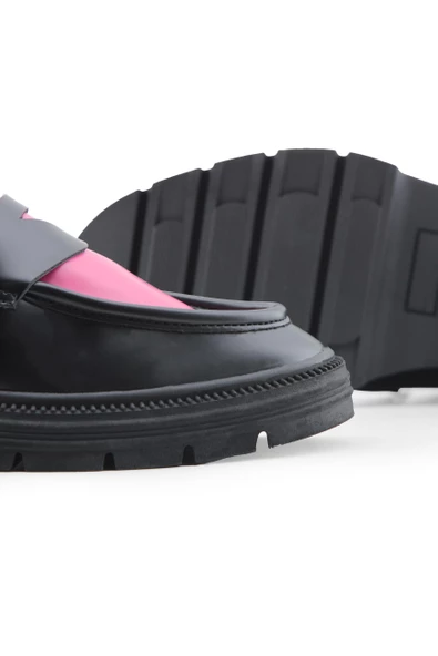 Siyaha Pembe Garni Günlük Kadın Loafer - Resim 4