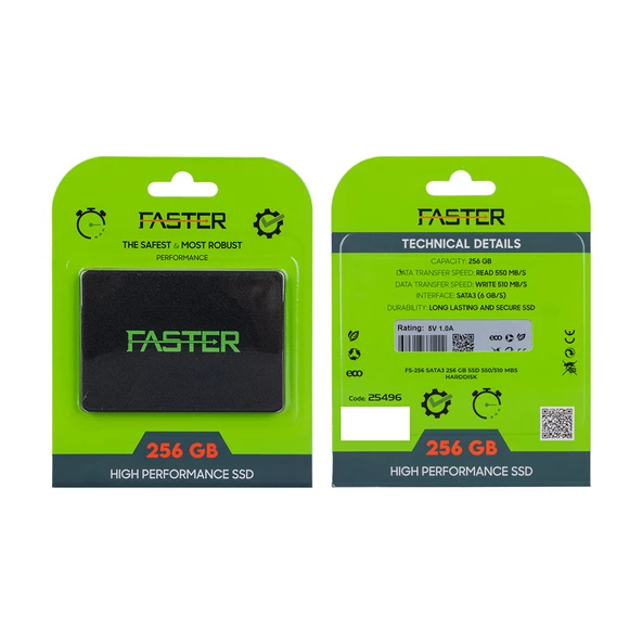 Ayt Faster Fs-256 Sata3 256 Gb 550 510 Mb Saniye SSD Disk Taşınabilir Hard Disk