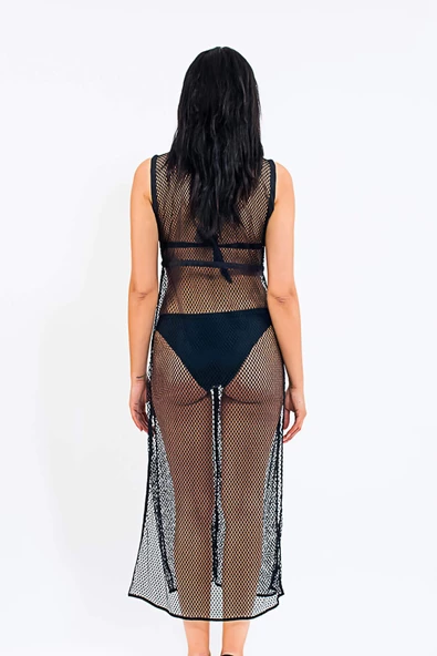 MED Alaya Maxi Pareo Kimono Siyah - 3