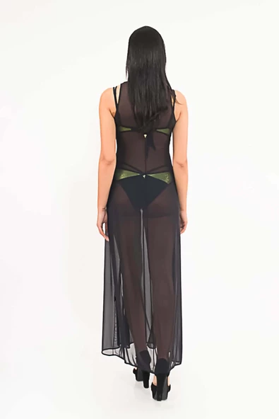 MED Maiami Maxi Plaj Elbisesi Siyah - 3