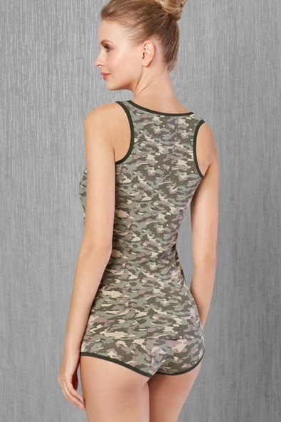 Doreanse Kadın Modal Kalın Askılı Kamuflaj Atlet Külot Takım - Resim 2