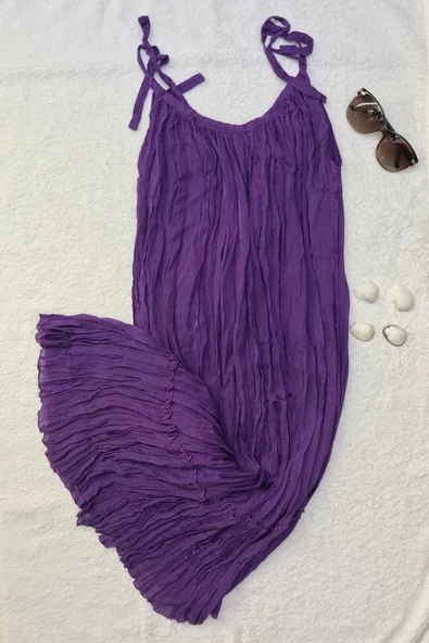 Maria Luisa 7020 Kadın Helen Bürümcük İnce Askılı Astarlı Elbise - Resim 2