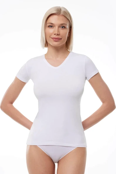 Malabadi 145 Kadın Modal V Yaka T-shirt & Body