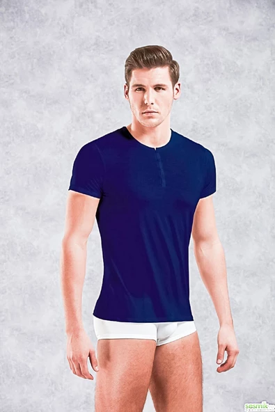 Doreanse Erkek Micromodal Düğmeli Yuvarlak Yaka Kısa Kol T Shirt 2565 - 12