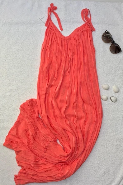 Maria Luisa 7020 Kadın Helen Bürümcük İnce Askılı Astarlı Elbise - Resim 4