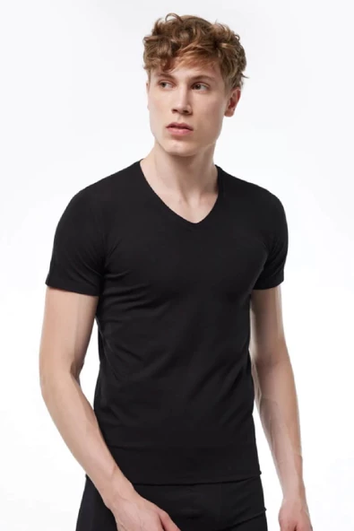 Malabadi 092 - 2'li Ekonomik Paket V Yaka Pamuk ( Cotton ) T-shirt - 10