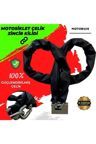 Motosiklet Kilidi Mt-458 Güçlendirilmiş Kalın Çelik Zincir Full Koruma 1,5 Metre