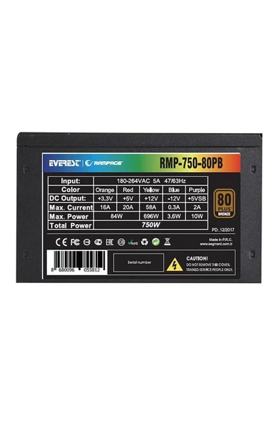 Rampage Rmp-750-80pb 750w 14cm Siyah Fan 80 Plus Bronze Aktif Pfc Power Supply - Resim 2