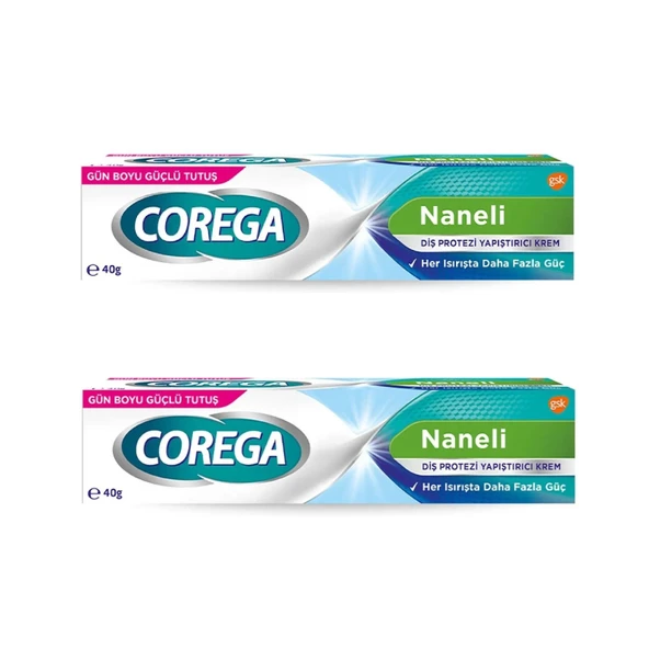 Corega Super Naneli Diş Protezi Yapıştırıcı Krem 40 gr 2 Adet