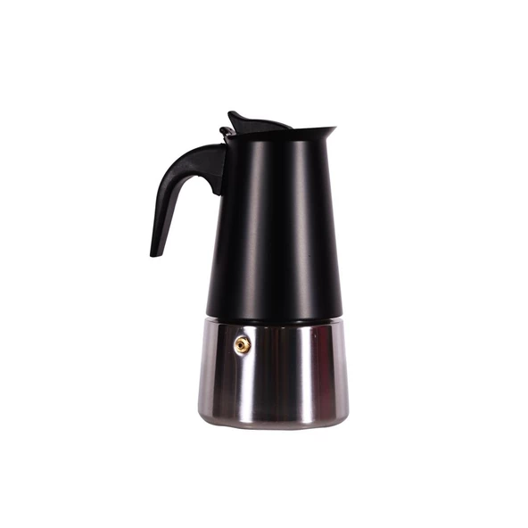 Any Morning FE001-6 Espresso Kahve Makinesi Paslanmaz Çelik İndüksiyonlu Moka Pot 300 Ml Siyah - 4