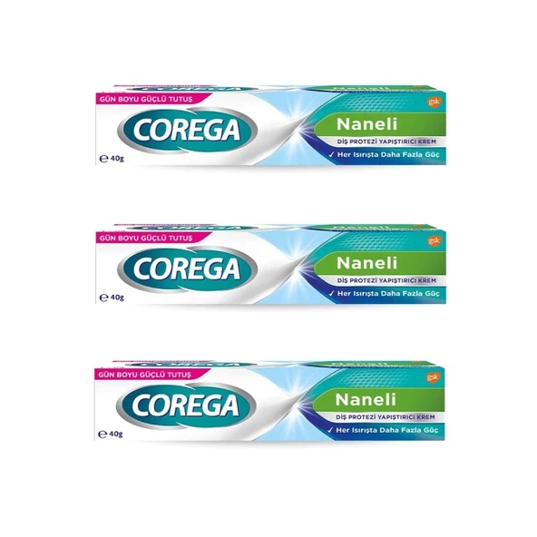 Corega Super Naneli Diş Protezi Yapıştırıcı Krem 40 gr 3 Adet - 9