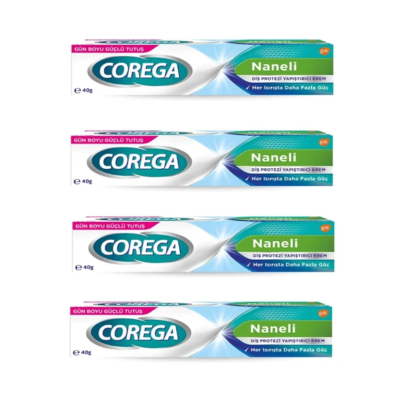 Corega Super Naneli Diş Protezi Yapıştırıcı Krem 40 gr 4 Adet