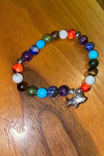 Çİn Takvimi Burçları 7 Çakra Doğal Taş Bileklik Hand Made El İşi Feng Shui Ejderha Yılı Koruyucu Hayvan Dog Köpek Objeli - 3