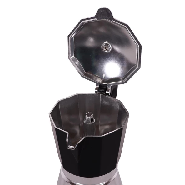 Any Morning Hes-6 Espresso Kahve Makinesi Alüminyum Moka Pot 240 Ml Siyah - 4