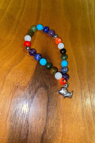 Çİn Takvimi Burçları 7 Çakra Doğal Taş Bileklik Hand Made El İşi Feng Shui Ejderha Yılı Koruyucu Hayvan Dog Köpek Objeli - 4