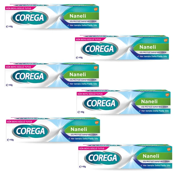 Corega Super Naneli Diş Protezi Yapıştırıcı Krem 40 gr 6 Adet