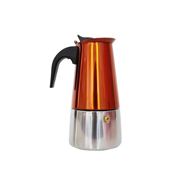 Any Morning FE001-6 Espresso Kahve Makinesi Paslanmaz Çelik İndüksiyonlu Moka Pot 300 Ml Bakır - 3