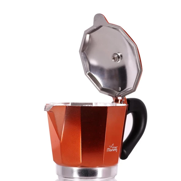Any Morning Hes-6 Espresso Kahve Makinesi Alüminyum Moka Pot 240 Ml Bakır - 4