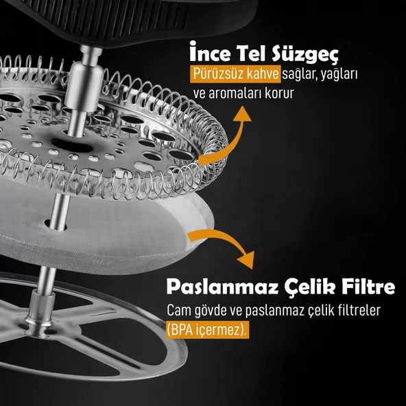 Any Morning FF084 Kahve ve Bitki Çayı için French Press 600 ML - 6