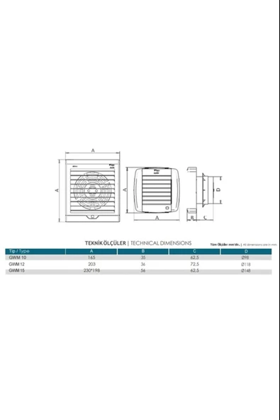Güçtay 150mm Oto.panjurlu Dekoratif Havalandırma Fanı 300m3 - 2