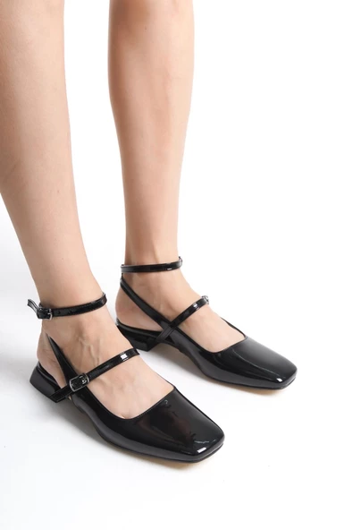 Atika Siyah Rugan Mary Jane Kısa Topuklu Günlük Ayakkabı - 3