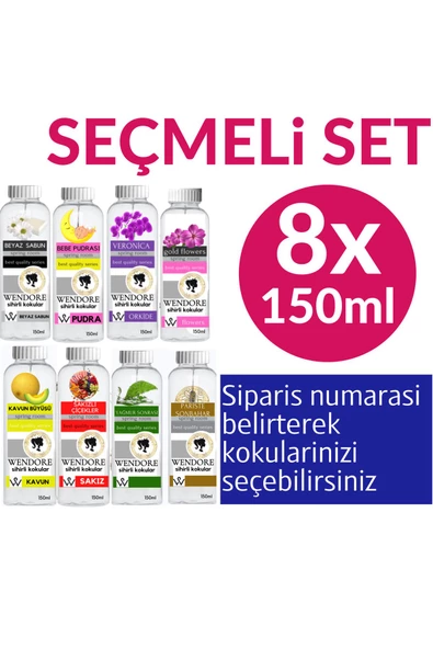 Wendore Sihirli Kokular Küre Ve Geniş Alan Kokulandırma Makinesi Parfümü 8'li Seçmeli Set 1200 ml