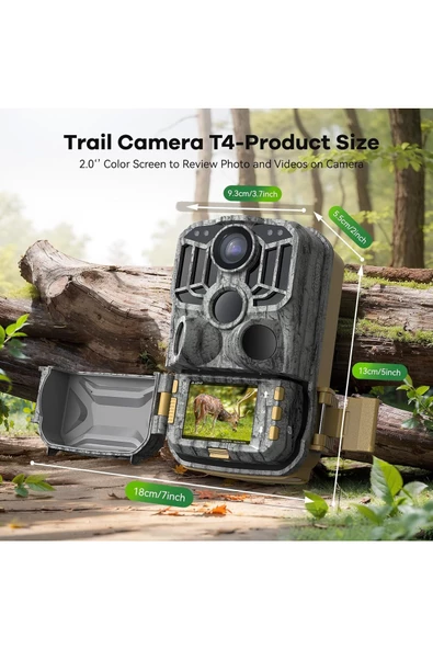 Trail Oyun Kamerası - Gece Görüşlü 4K 48MP Av Kamerası 0.1s Tetik Hareket Aktif - 4