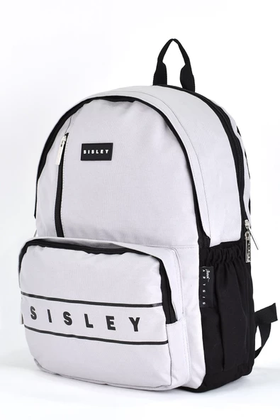 Sisley Okul Sırt Çantası Unisex Çok Gözlü Günlük Seyahat Sırt Çantası Gri 12920 - 4