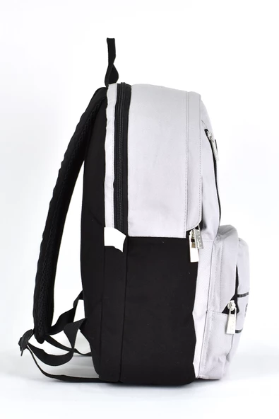 Sisley Okul Sırt Çantası Unisex Çok Gözlü Günlük Seyahat Sırt Çantası Gri 12920 - 3