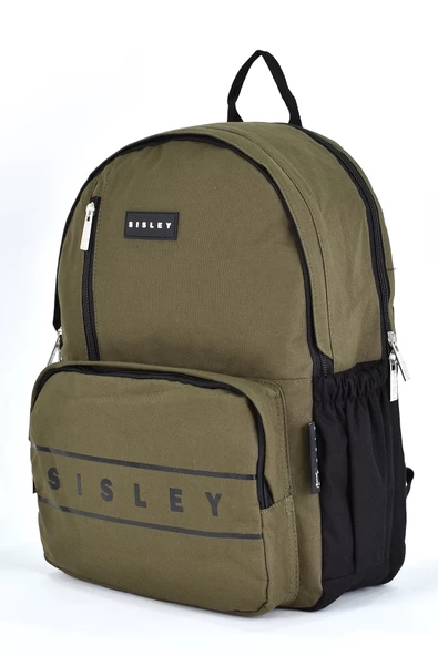 Sisley Okul Sırt Çantası Unisex Çok Gözlü Günlük Seyahat Sırt Çantası Haki 12919 - Resim 4